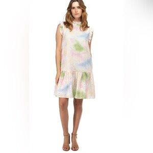 BTFL-life NWT Rainbow Eyelet Drop Waist Tie-Dye Dress